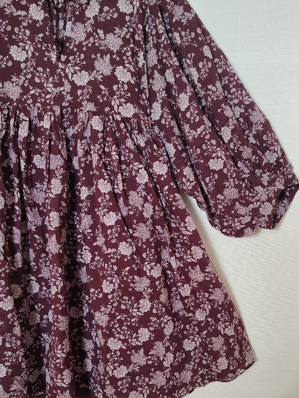Madewell Splitneck Puff-Sleeve Mini Dress - Olivia Floral Dark Fig - Size M - Picture 5 of 12